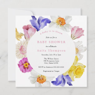 Invitation Bébé en Fleur Baby shower floral printemps