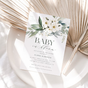 Invitation Bébé en Fleur Baby shower verdoyant élégant