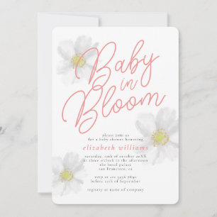 Invitation Bébé en Fleur Blanc Daisy Thème Baby shower