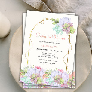 Invitation Bébé En Fleur Boho Arch Baby shower Cactus