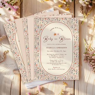 Invitation Bébé en Fleur Boho Chic Floral Jardin Fête Douche