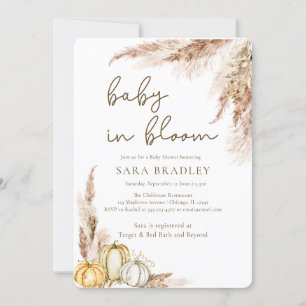 Invitation Bébé en fleur boho Fall pampas herbe baby shower