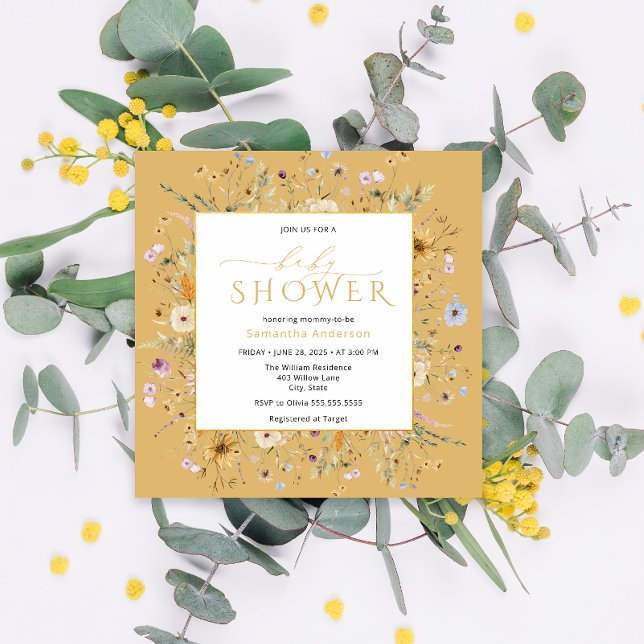 Invitation Bébé en Fleur Cute Fleur sauvage Baby shower fille (Créateur téléchargé)