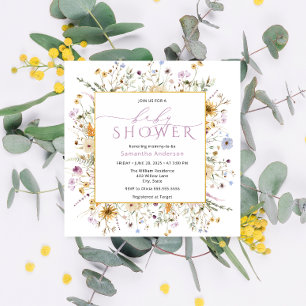 Invitation Bébé en Fleur Cute Fleur sauvage Baby shower fille