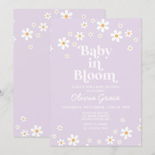 Invitation Bébé en Fleur Daisy Lavender Baby shower rétro