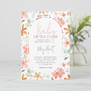 Invitation Bébé En Fleur D'Aquarelle En Fleur Baby shower Fil