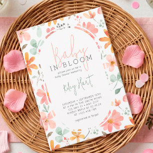 Invitation Bébé En Fleur D'Aquarelle En Fleur Baby shower Fil