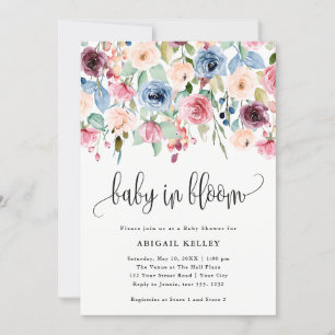Invitation Bébé en fleur d'aquarelle en fleur Baby shower fro