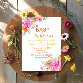 Invitation Bébé en Fleur douche fleurie d'été