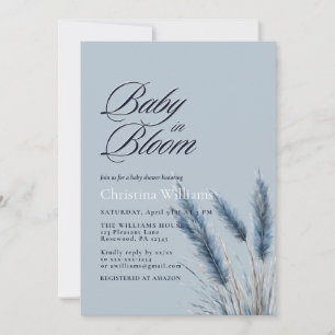 Invitation Bébé en Fleur Dusty Blue Pampas Baby shower