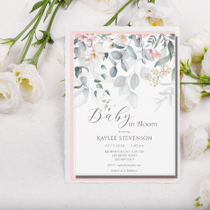 Invitation Bébé en Fleur Fille Floral Baby shower moderne