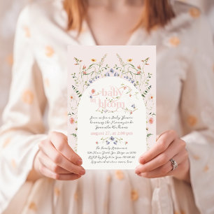 Invitation Bébé en Fleur Fleur sauvage Baby shower fille rose