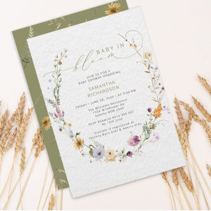 Invitation Bébé en fleur Fleur sauvage Baby shower rustique