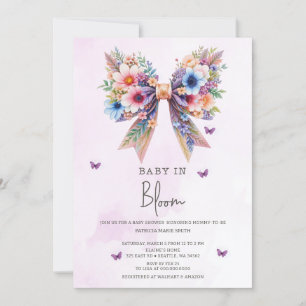 Invitation Bébé en fleur Fleur sauvage Bow Girl Baby shower