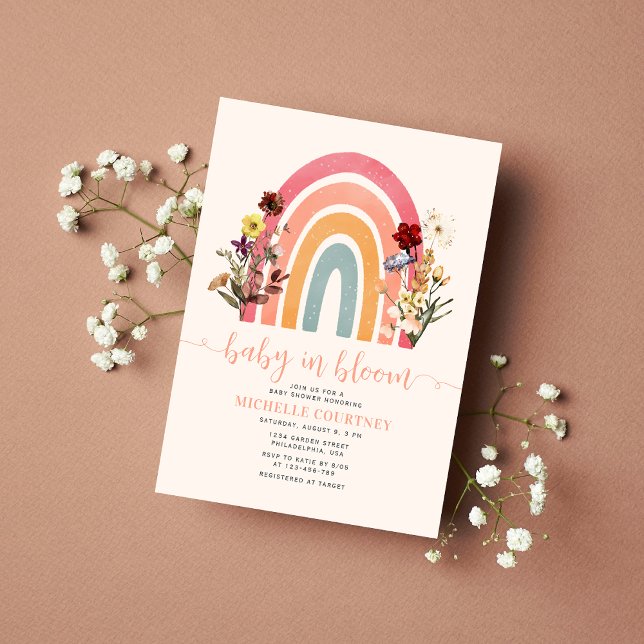 Invitation Bébé en Fleur Fleur sauvage Rainbow Girl Baby show (Créateur téléchargé)