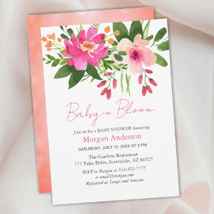 Invitation Bébé en Fleur, Fleurs, Baby shower de fille ou de