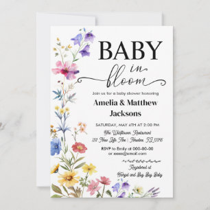 Invitation Bébé en fleur fleurs sauvages floraux sans sexe