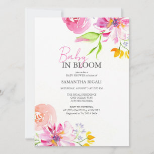 Invitation Bébé En Fleur Floral Aquarelle Douche