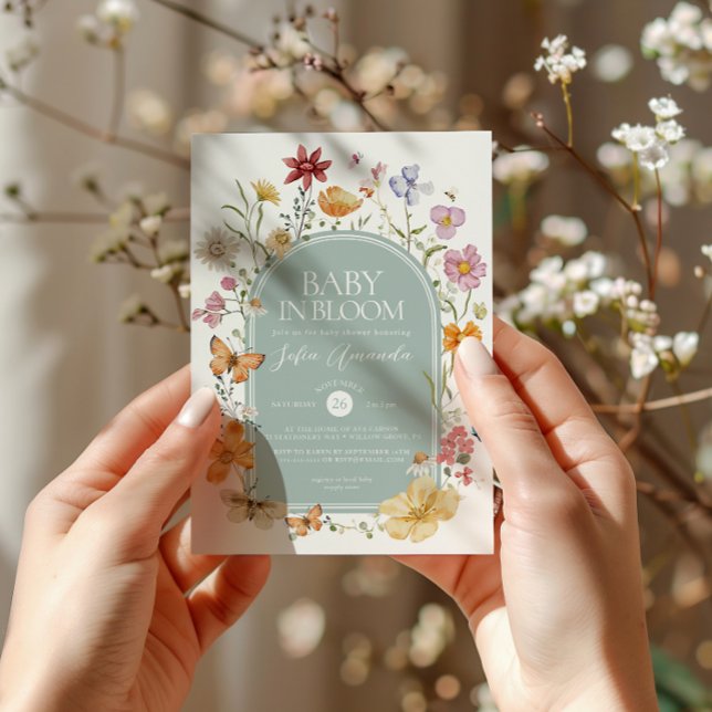 Invitation Bébé en fleur FLoral Baby shower esthétique (Créateur téléchargé)