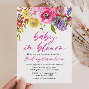 Invitation Bébé En Fleur Gras Baby shower Floral