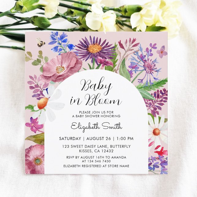Invitation Bébé en Fleur Jardin Baby shower Floral (Créateur téléchargé)