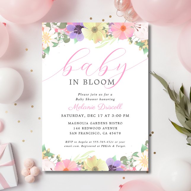 Invitation Bébé En Fleur Jardin Floral Bébé Fille Douche (Créateur téléchargé)
