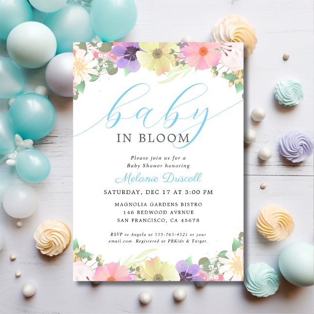 Invitation Bébé En Fleur Jardin Floral Bébé Garçon Douche (Créateur téléchargé)