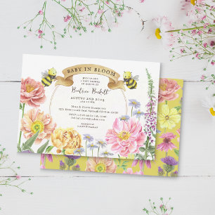Invitation Bébé en fleur Miel Jaune Baby shower Fleur sauvage