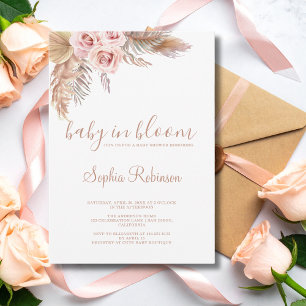 Invitation Bébé en Fleur Pampas Baby shower en laiton Boho