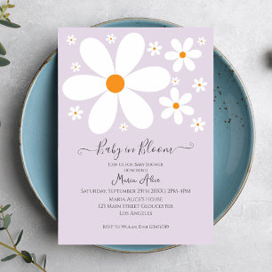 Invitation Bébé en fleur pourpre Baby shower de marguerite In