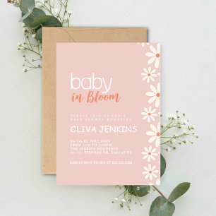 Invitation Bébé en Fleur Rose Baby shower de marguerite Invit