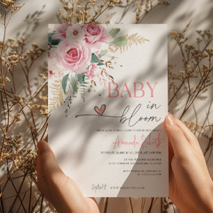Invitation Bébé En Fleur rose Fleur Baby shower