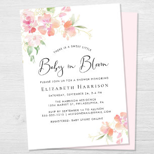 Invitation Bébé en Fleur Rose Floral Douche