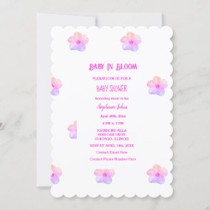 Invitation Bébé En Fleur Rose Floral Petunia Baby shower fill