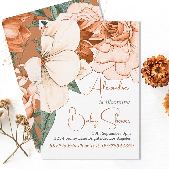 Invitation Bébé En Fleur Sexe Baby shower Floral Neutre (Créateur téléchargé)