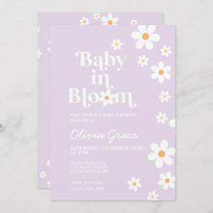 Invitation Bébé en fleur violet Baby shower de marguerite Inv