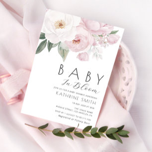 Invitation bébé en fleurs baby shower botanique fleuri