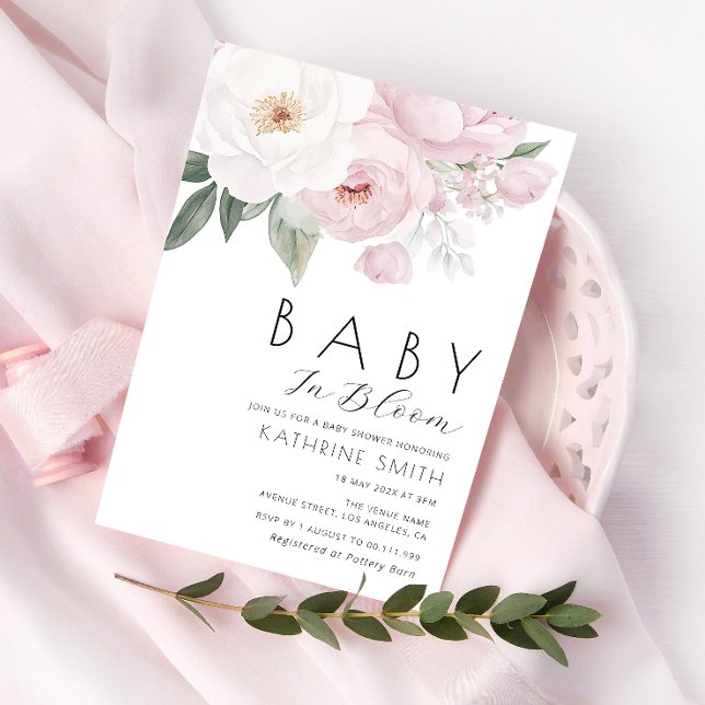 Invitation bébé en fleurs baby shower botanique fleuri (Créateur téléchargé)