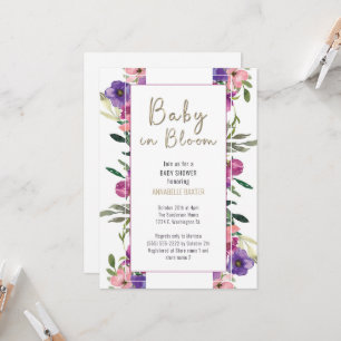 Invitation Bébé en fleurs Baby shower d'aquarelle florale