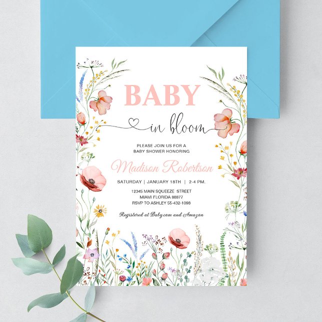 Invitation Bébé en fleurs Baby shower de fleurs de printemps (Créateur téléchargé)
