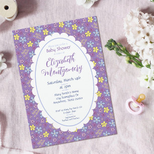 Invitation Bébé en fleurs Baby Shower Fille Fantaisiste Flora