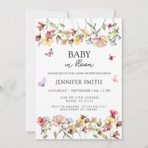 Invitation Bébé en fleurs Baby Shower Fleur des champs