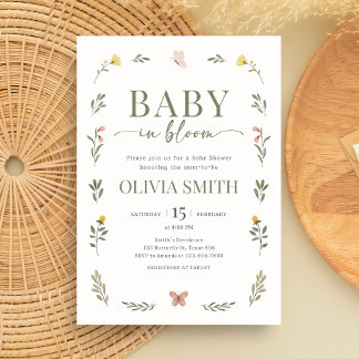 Invitation Bébé en fleurs Baby Shower Fleur Sauvage