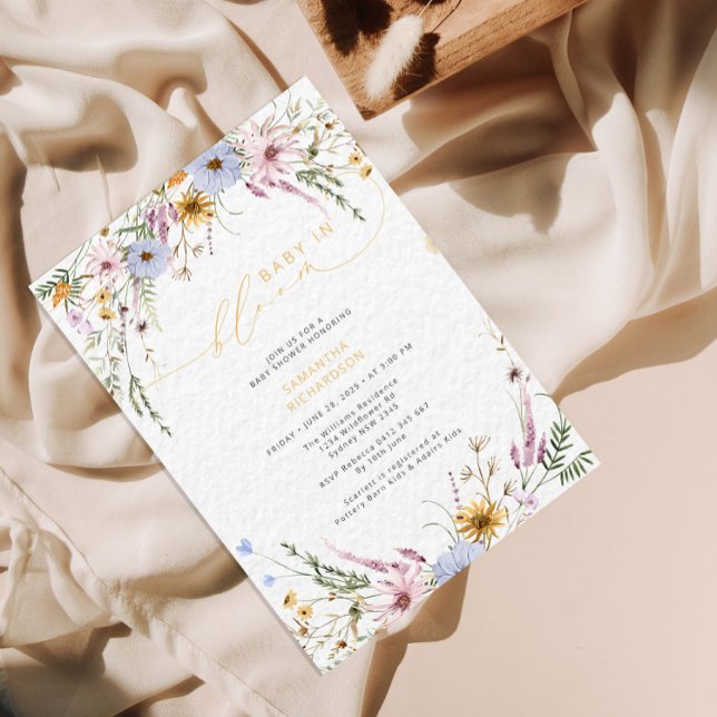 Invitation Bébé en fleurs Baby shower Fleur sauvage (Créateur téléchargé)