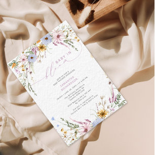 Invitation Bébé en fleurs Baby shower Fleur sauvage