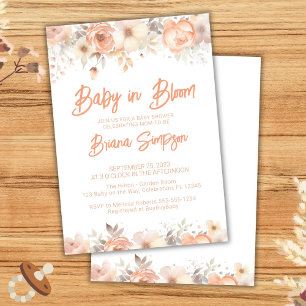 Invitation Bébé en fleurs Baby Shower Fleurs de Pêche