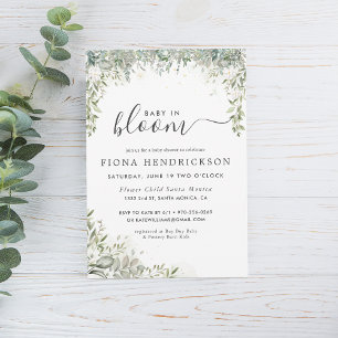 Invitation Bébé en fleurs   Baby shower Floral Blanc