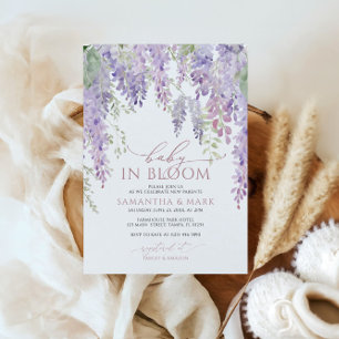 Invitation Bébé en fleurs Baby Shower Glycine Violet