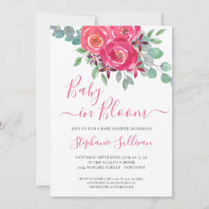 Invitation Bébé en fleurs Baby Shower Rose Fleurie