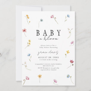 Invitation Bébé en fleurs Baby shower Wildflower